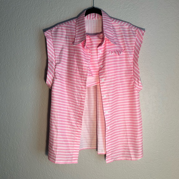 Other - Pink and White Striped Pajama Top Sleeveless V-Neck 🩷